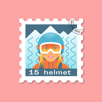 #15 Helmet flat freeride graphic design helmet illustration inktober mounains mountain peaks postage stamp postcard skiing snow snowboard snowboarding stamp vector