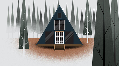 Tiny House in Pine Woods illustration