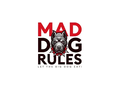 Mad Dog Rules 2d branding clean design dog graphic design icon illustration logo mad dog rules minimal modern pitbull restaurant logo simple typography vector
