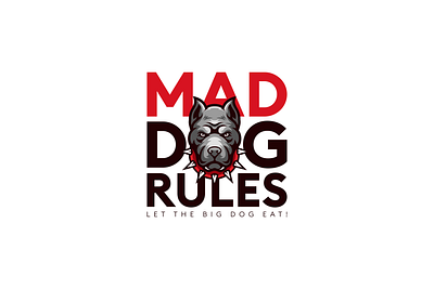 Mad Dog Rules 2d branding clean design dog graphic design icon illustration logo mad dog rules minimal modern pitbull restaurant logo simple typography vector