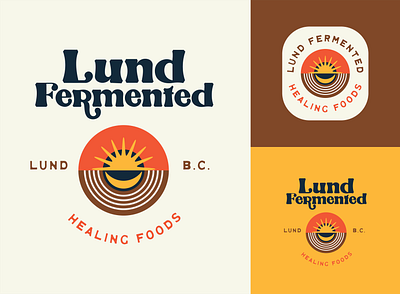 Lund Fermented 70s branding design food illustration labels logo moon retro sun vintage