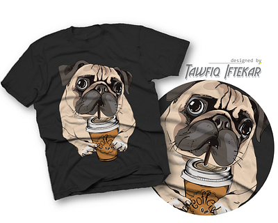 Pug drinking coffee dog drinking coffee funny t shirt design pug