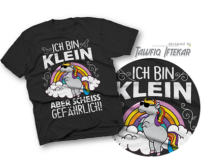 Ich bin Klein- Unicorn funny design german ich bin klein illustrator t shirt design unicorn