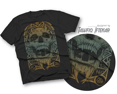 Ancient skull vintage t-shirt design adobe photoshop ghostic horror skelton vikings
