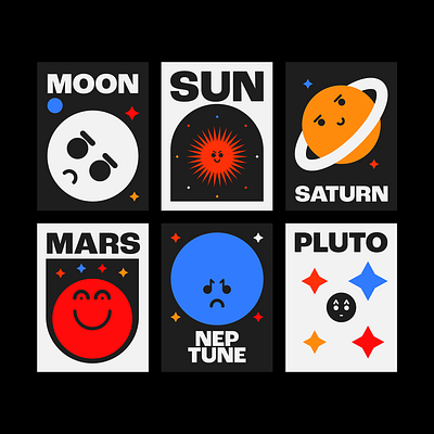 Minimalist posters inspired by the Milky Way. astronomic colorful graphic design illustration illustration design minimalism poster poster design typographic