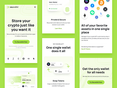 Sauwallet - Mobile Version blockchain crypto ethereum exchange homepage landing page minimal nft ui wallet web design website