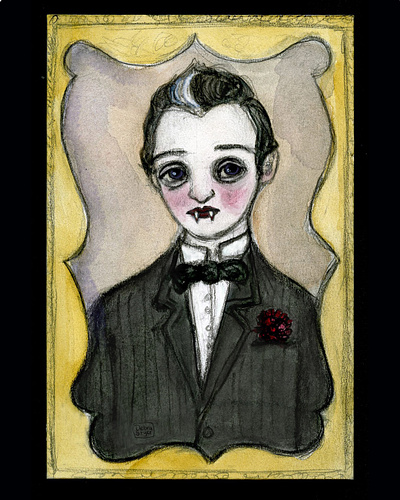 Victorian Vampire halloween illustration monster portrait painting vampire victorian watercolor