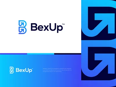 BexUp logo 2021 agency arrow up bold branding branding design clean freelancer great mark growth letter b logo logo logomaker memorable minimalist modern succes tech trending ui