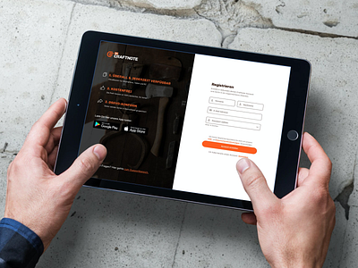 Craftnote webapp app application contrast design experience interactiondesign interface interfacedesign ios login mobile orange page screendesign signup tablet ui user ux webapp