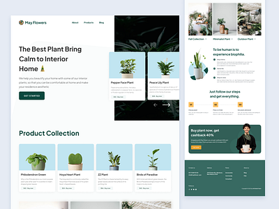 May Flowers - Interior Plant Landingpage clean ui design interface interior interior plant minimalist plant plant website ui