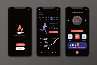 Dark UI Workout App Redesign adobexd affinitydesigner animation branding design figma graphic design illustration logo ui