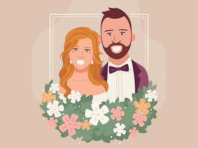 Wedding Portrait couple floral flowers marriage portrait wedding