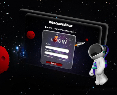 3D space login page 3d graphics desgin graphic design login page ui ui desgin ux