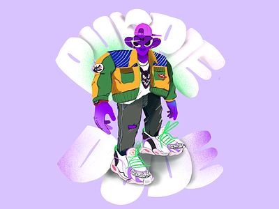Purple Dude abstract character design fashion illustration ipad pro jacket procreate shoes sneakers texture