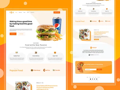 Food landing website burger food pizza restaurant