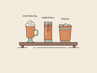 Cocktail Classics alcohol drink bar menu cocktail cocktail illustration drink illustration drink menu drinking glass types glasses highball glass irish coffee irish coffee mug julep julep glass whiskey