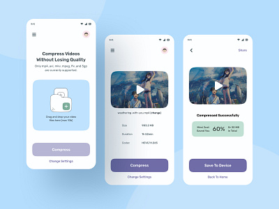 Video Compression anime challenge compression cute minimal play player salmanwap ui design utility video video compression