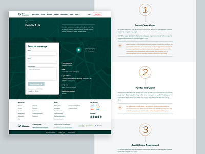 Dissertation, Essay clear design contact page contact us how it work ineractive map navigation numbers service steps timeline typogaphy ui ux web design writing tools