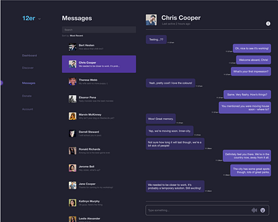 Daily UI | Direct Messaging app design chat chat app daily ui 013 dark figma le wagon product design purple ui