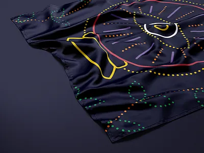 The eye - silk scarf blue branding dot eye fashion flat illustration mockup prototype scarf silk