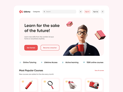 Udemy Landing Page Redesign design illustration landing landing page mvp ronas it site udemy ui ux web web app web page website