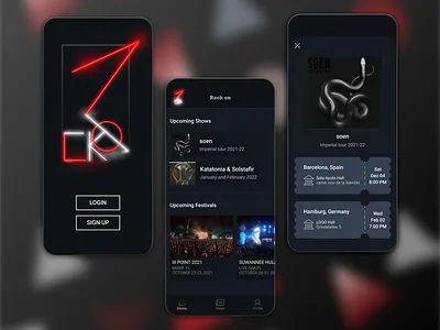 Rock On concert design rock ticket ui ux