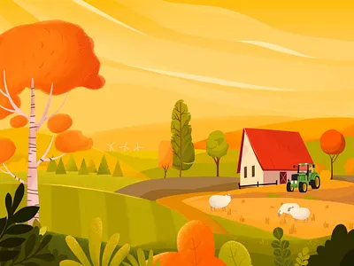 Autumn in the Farm autumn autumnvibes background branding colors design farm farmlife illustration vector
