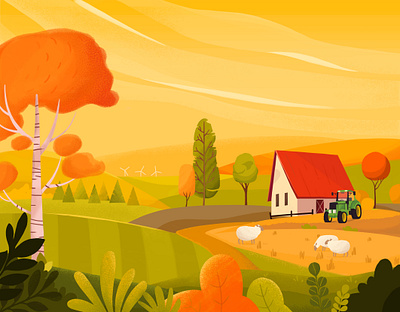 Autumn in the Farm autumn autumnvibes background branding colors design farm farmlife illustration vector