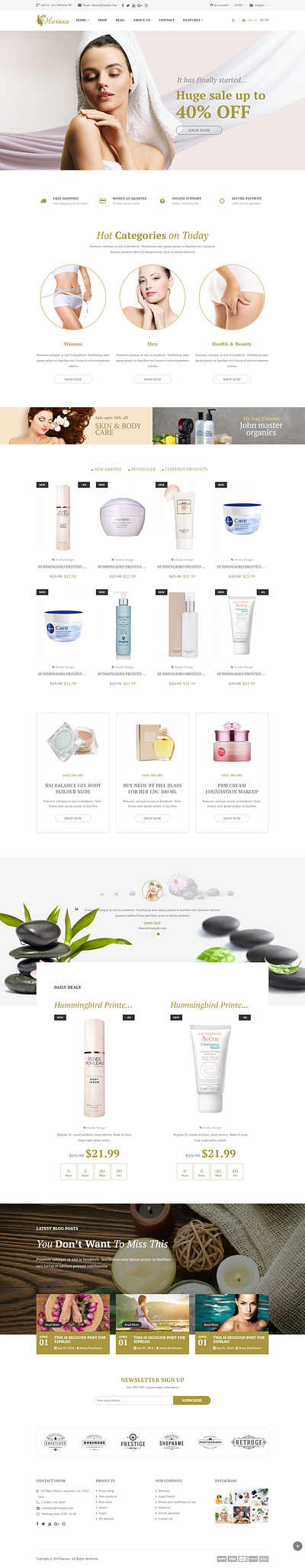 Harosa - Cosmetics and Beauty eCommerce Bootstrap4 Template responsive beauty html template