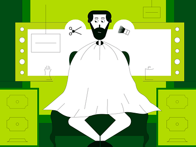 Abo Shanab Illustrations & Iconset barber branding characters green illustrations shops ui ux