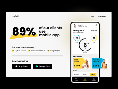 Landing Page of telecom operator app app boldtypography dashboard design landingpage mobile telco telecom ui