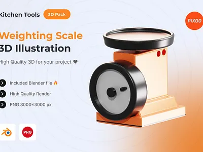 Weighting Scale 3D Kitchen Object 3d 3d animation 3d art 3d icon 3d icons 3d illustration animation app concept design graphic design icon icon design icons icons design illustration logo page ui ux