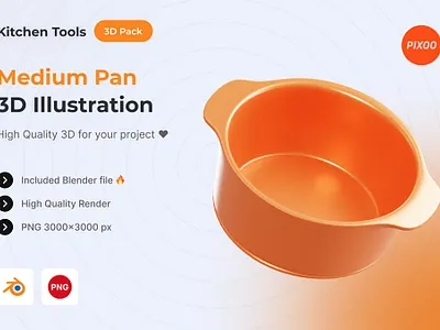Medium Pan 3D Kitchen Object 3d 3d animation 3d art 3d icon 3d icons 3d illustration animation app concept design graphic design icon icon design icons icons design illustration logo motion graphics page ui