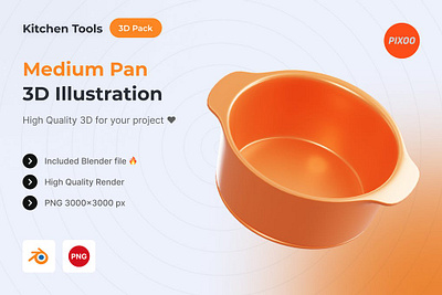 Medium Pan 3D Kitchen Object 3d 3d animation 3d art 3d icon 3d icons 3d illustration animation app concept design graphic design icon icon design icons icons design illustration logo motion graphics page ui