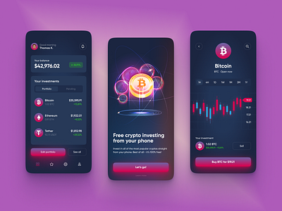 Crypto Investing App Design app appdesignuiux appui bitcoin bitcoinuiux crypto cryptoappui cryptomobileappdesign design ewalletappui investment trading ui uiux ux wallet