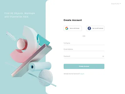 Sign Up Page 3d animation branding design dribbble graphic design illustration logo motion graphics ui