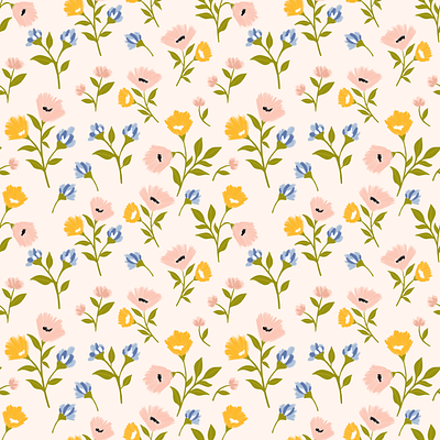 Wildflowers Surface Pattern artist design femaleartist floral flowers illustration pattern patterndesign patterndesigner procreate procreateart surfacepattern textiledesigner wildflowers