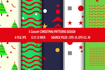 5 Christmas pattern design concepts art background christmas cover desember design fabric pattern scrapbook seamless wrapper wrapping paper