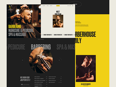 ADMIRAL BARBERHOUSE WEBSITE barber barberhouse barbershop beard beauty bold classic cosmetics haircut minimalistic salon service startup typography ui uiux ux web website yellow