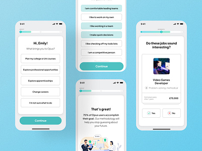 Career planning mobile app - Opus career career change career planning careers form illustration iungo mobile mobile app onboarding opus question form student