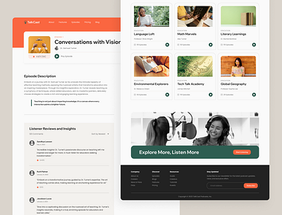 TalkCast Episodes Page - Podcast Website Framer audio content creator support dragand drop framer no code podcast design podcast hosting podcast life podcast website responsive web talk cast ui inspiration ui showcase ui trends uiux web dessign website development website template