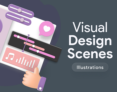 Visual 2D Design Scenes in Light & Dark Theme 2d animation digital illustration figma graphic design illustrator