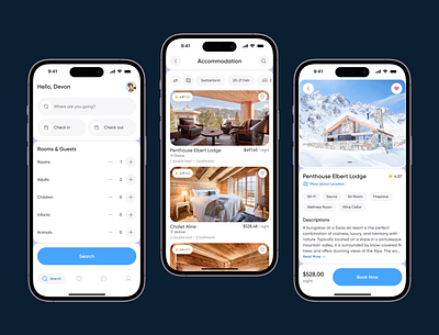 AI-Powered Travel Booking App ai app artificial intelligence booking filter chips filters flight booking marketplace mobile app mobile ui portal real estate booking search tour tourism tourist travel travel app travel service trip