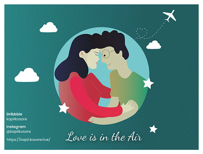 Love is in the Air art boy couple design drawing fall in love flat flat design girl graphic design illustration kiss love minimal rose day sketches ui valentine day vector women