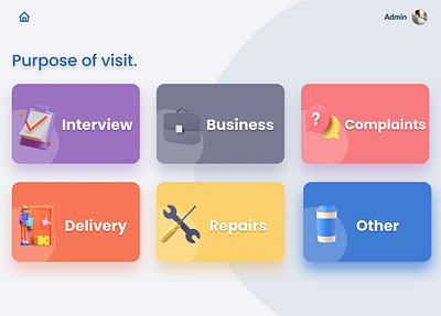 Purpose of visit Screen for Visitor Logbook App 3d ui