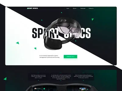 Sport Spect - Landing page digital glasses landing page program sport ui vr eyewear