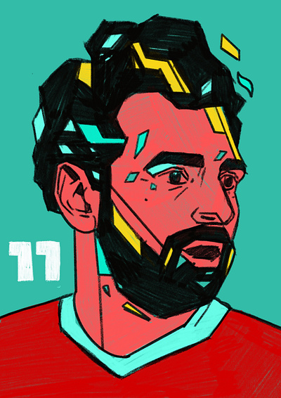 Salah football footballer illustrated portrait illustration illustrator people portrait portrait illustration portrait illustrator procreate salah
