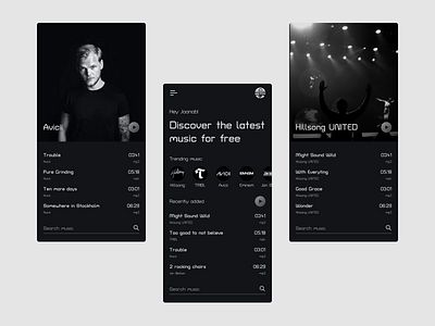 Music Player UI design minimalist music ui