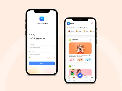 Kiddies - A community for Kids design figma mobile app mobile app design socialapp ui uidesign uidesigner uiux ux uxdesigner visualdesign