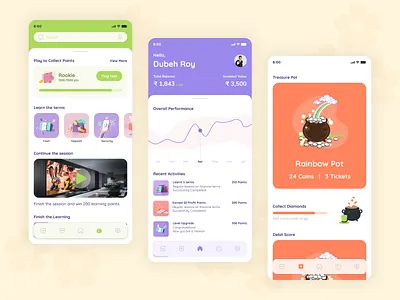 Finance for KIDS 3d branding colorful design finance graphic design kids learning mobile mobile design ui ux vibrant